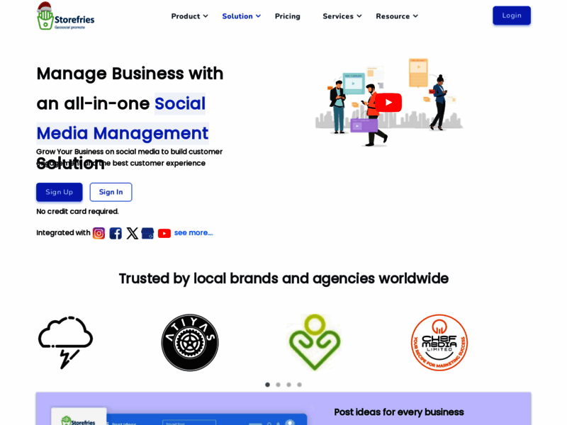 Site screenshot : Storefries - Powerful social Media Management Plat
