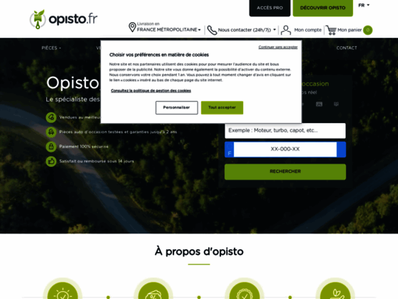 Détails : Opisto.fr, site de vente en ligne de pièces automobiles