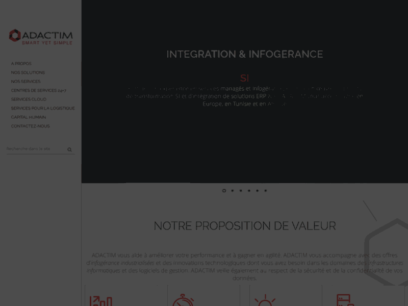 Screenshot du site : Infogérance Informatique : ADACTIM