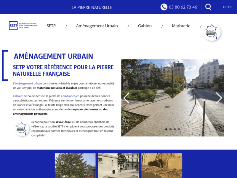 Screenshot du site : SETP pierre pour voirie et urbanisme