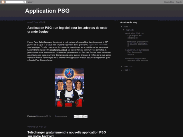 le blog consacré à l'application PSG