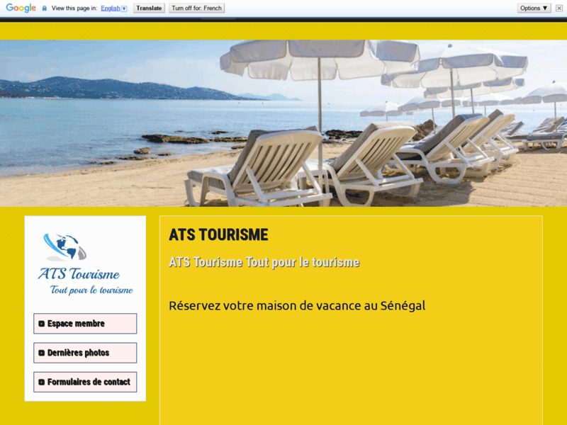 Screenshot du site : ATS Tourisme
