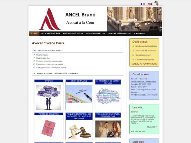 Screenshot du site : Cabinet ANCEL Paris