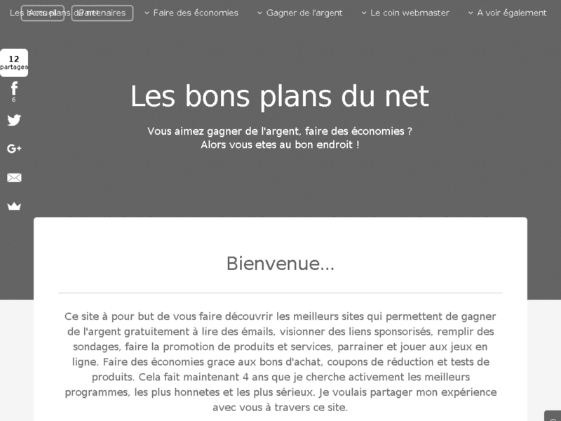 Screenshot du site : Les bons plans du net