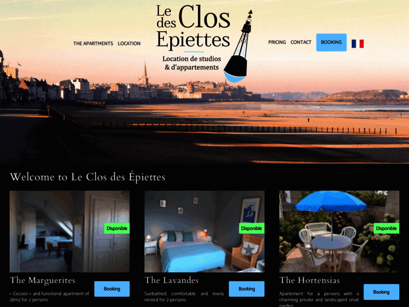 Screenshot du site : Location vacances le Clos des Épiettes à St-Malo