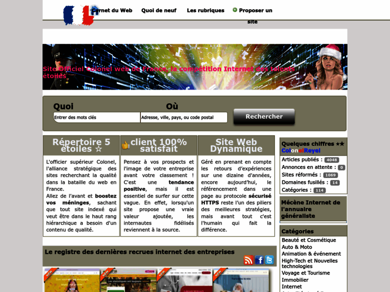 Screenshot du site : Briller la galaxie web avec l'annuaire Colonel
