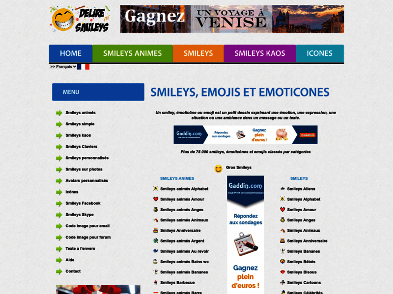 Screenshot du site : Délire smileys