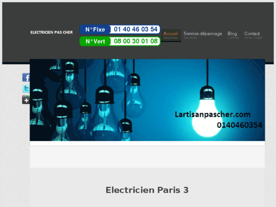 Electricien Paris 3 - Electricien 75003 - T�l 01 40 46 03 54 - Lartisan pas cher