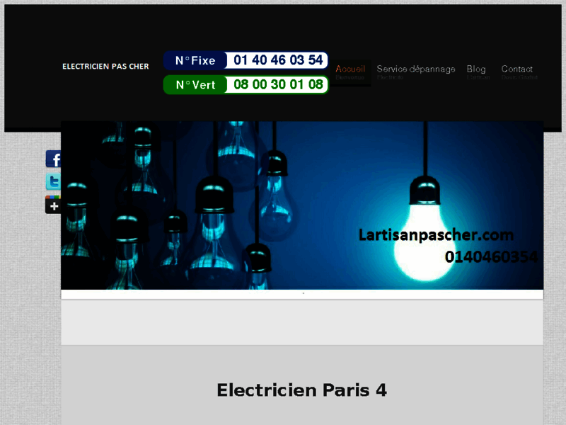 Electricien Paris 4 - Electricien pas cher 75004 - Tél 0140460354 - Lartisan pas cher