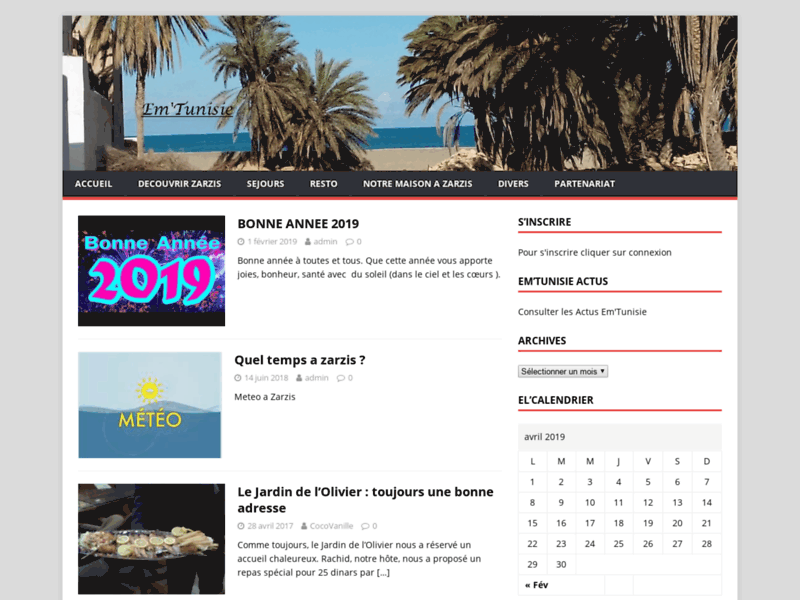 Screenshot du site : Em'tunisie site sur la tunisie