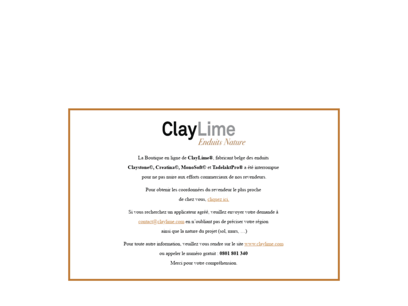 Screenshot du site : ClayLime enduits naturels sol murs