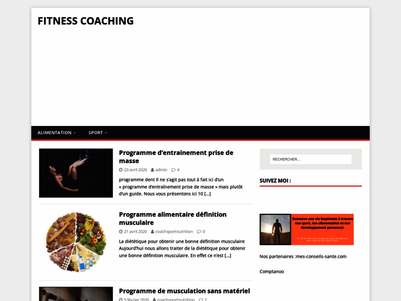 Screenshot du site : Fitness coaching