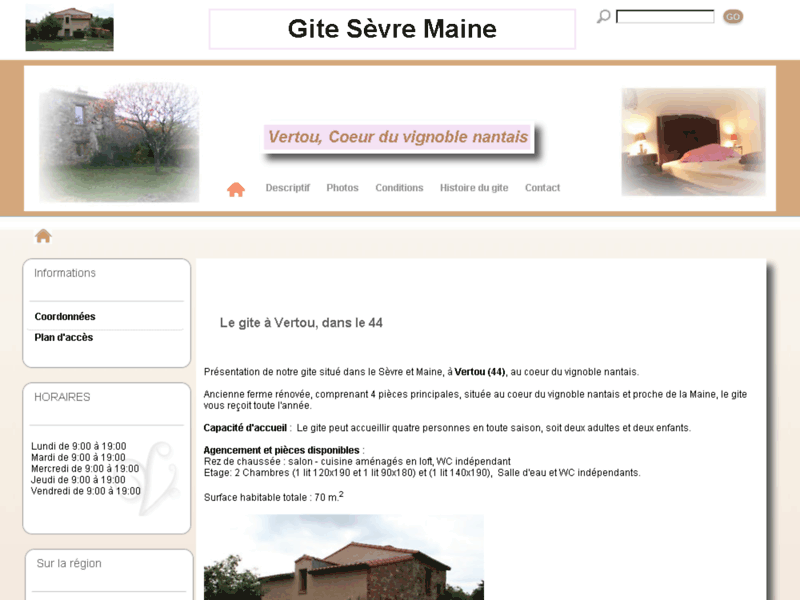 Screenshot du site : Gite les Avineaux à Vertou, 44