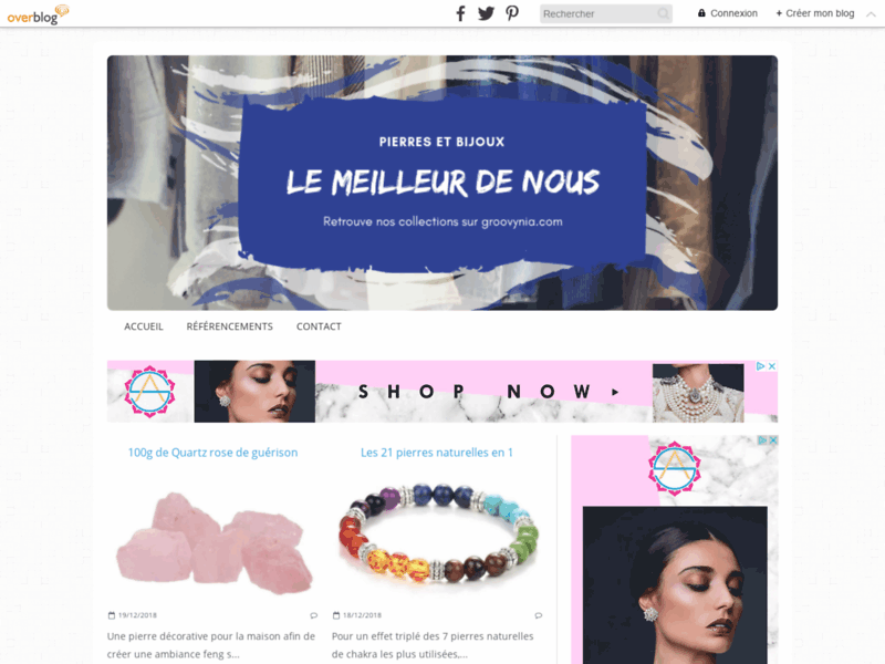 Screenshot du site : Bijoux et pierres naturelles en drop shipping