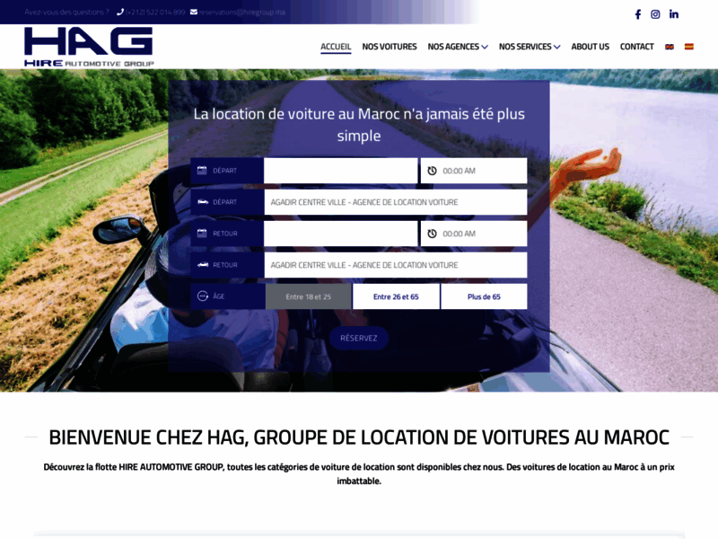 Screenshot du site : location voiture maroc
