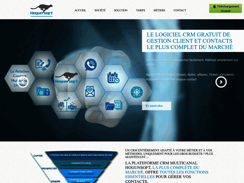 Screenshot du site : Hogunsoft - logiciel de CRM