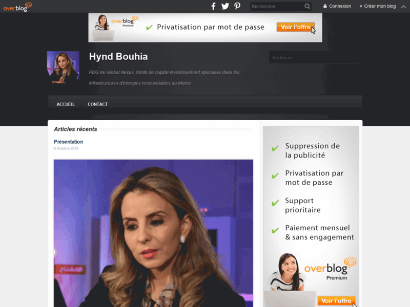 Screenshot du site : Hynd Bouhia