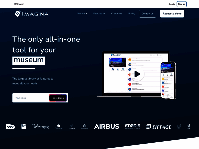 Screenshot du site : Imagina, l'application des lieux connectés