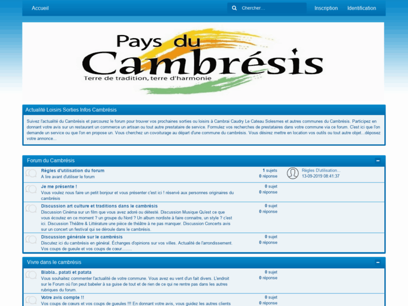 Screenshot du site : Actualité Loisirs Sorties Infos Cambrésis