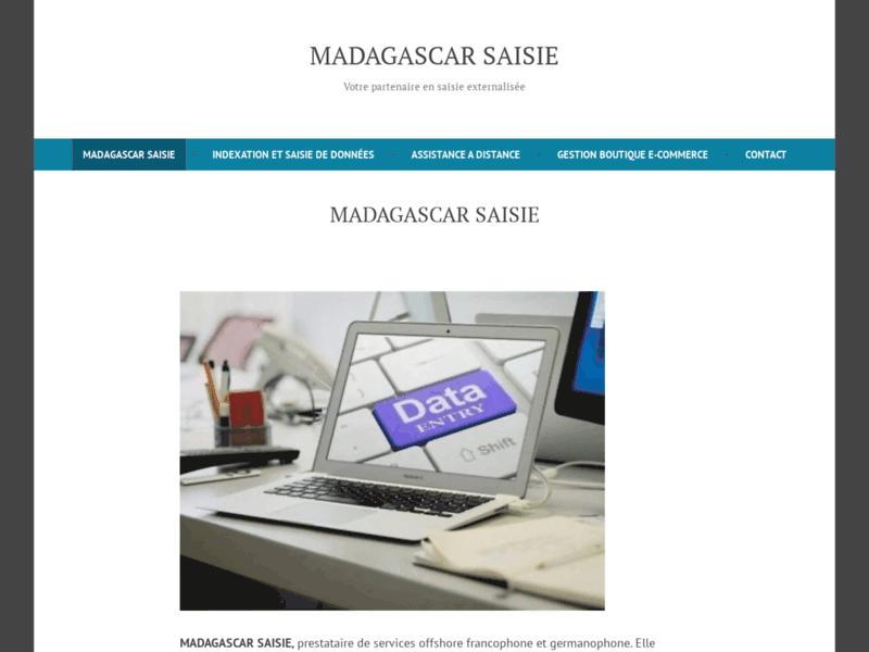 Screenshot du site : Saisie données à Madagascar