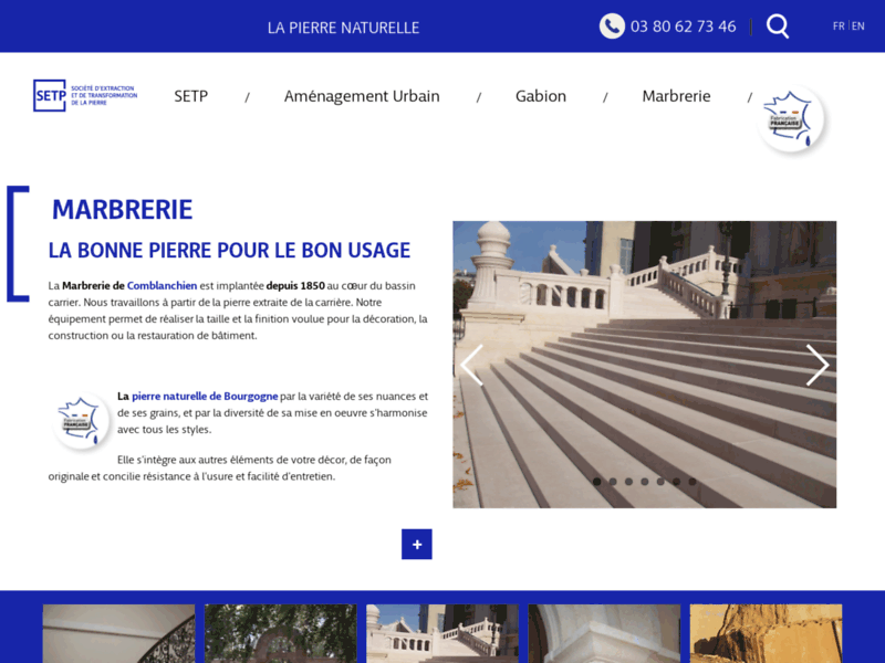 Screenshot du site : Marbre et pierre naturelle de Bourgogne