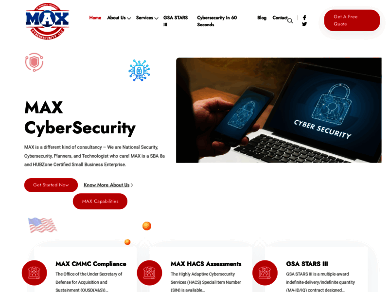 Site screenshot : Cyber security Company Washingon DC