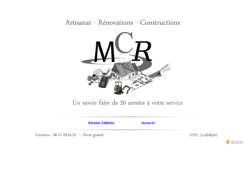 Screenshot du site : Mcr.lda - maçonnerie, rénovation, construction