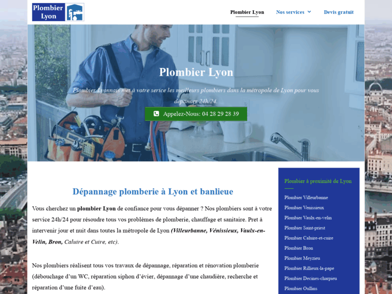Screenshot du site : Plombier Lyon