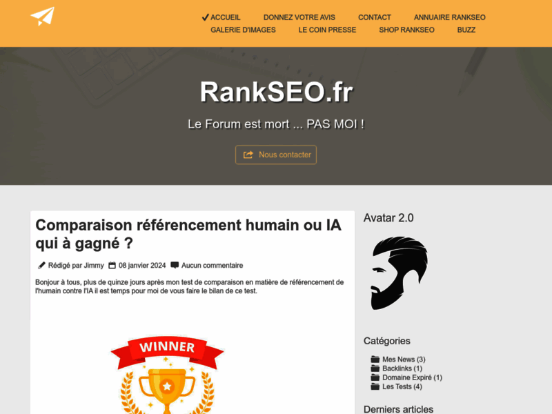 Screenshot du site : Rank Seo , le forum gratuit sur le référencement