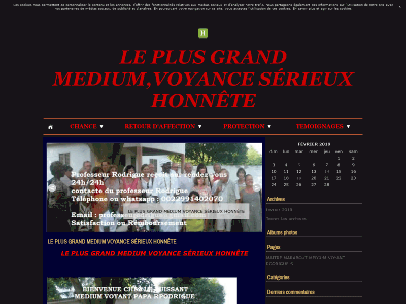 Screenshot du site : LE PLUS GRAND MEDIUM,VOYANCE SÉRIEUX HONNÊTE