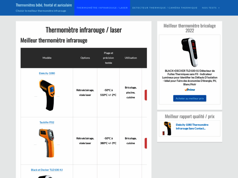 Votre guide choix de thermomètre infrarouge