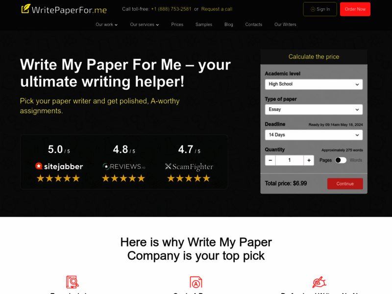 Site screenshot : WritePaperFor.me