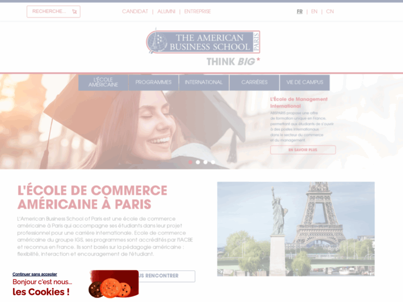 Screenshot du site : Ecole de commerce paris