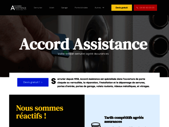 Accord Assistance Serrurier Vitrier Alpes Maritime