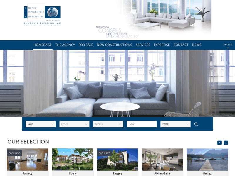 Screenshot du site : Agence AIA Immobilier Annecy