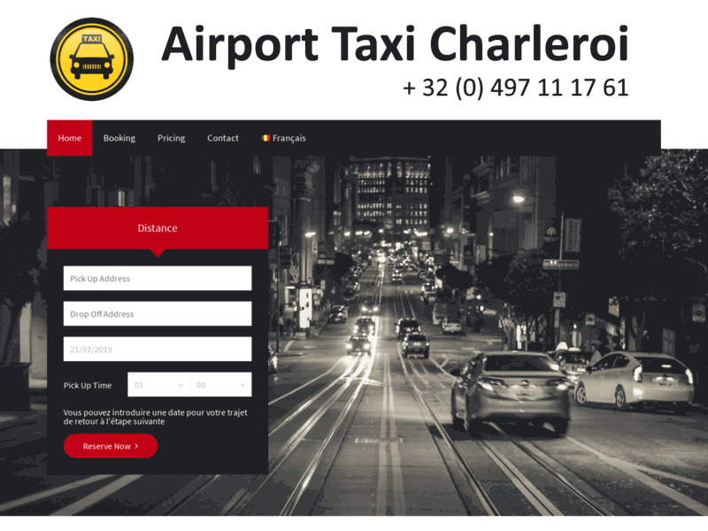 Screenshot du site : Reservation taxi aéroport