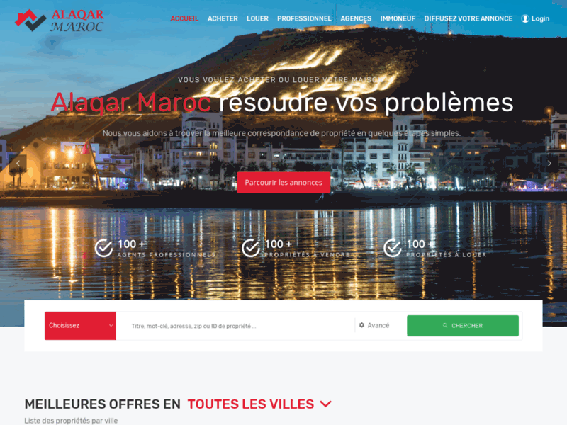 Screenshot du site : ALAQAR MAROC : Immobilier Maroc