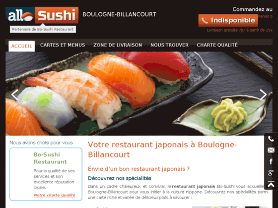 Livraison sushi sur Boulogne Billancourt