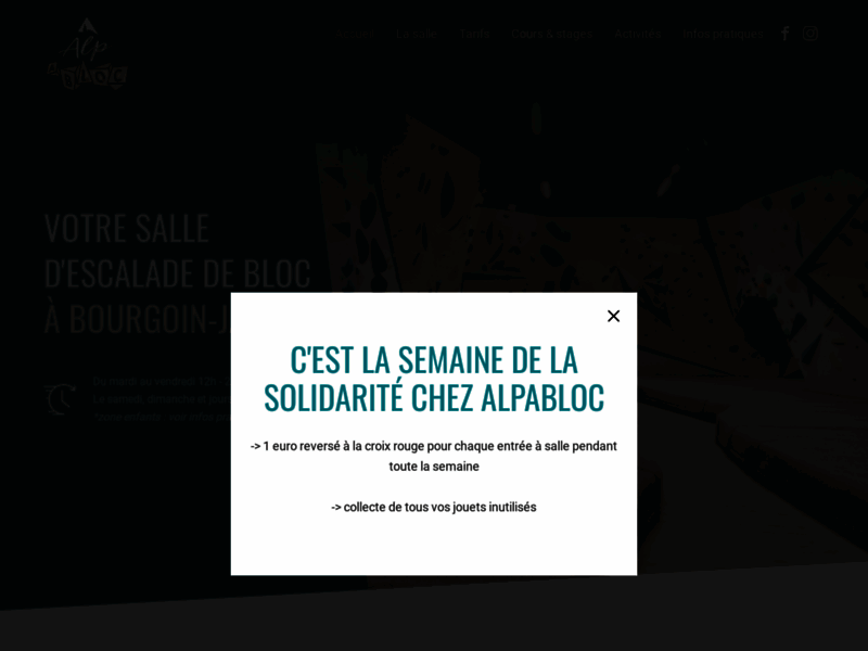 Screenshot du site : AlpAbloc, votre salle d'escalade à Bourgoin