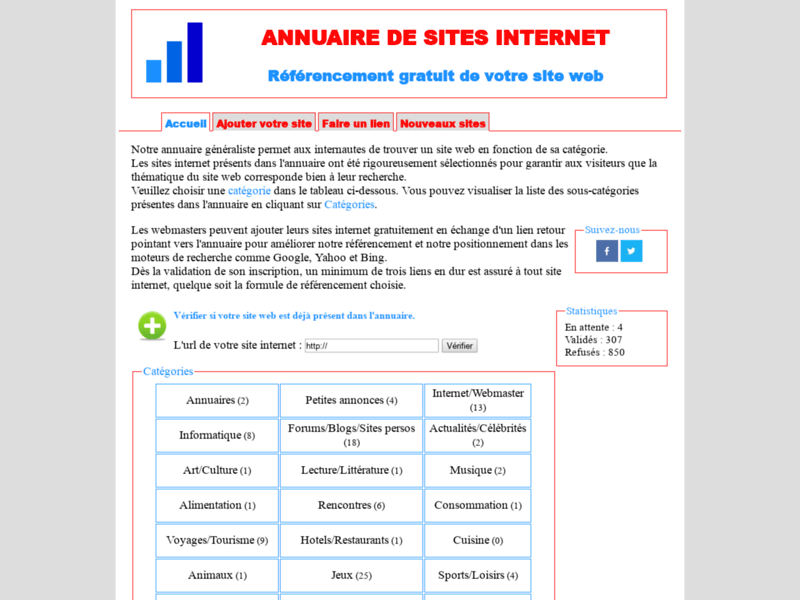 Screenshot du site : AnnuaireWeb
