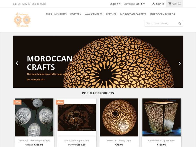 Screenshot du site : Artisanat marocain