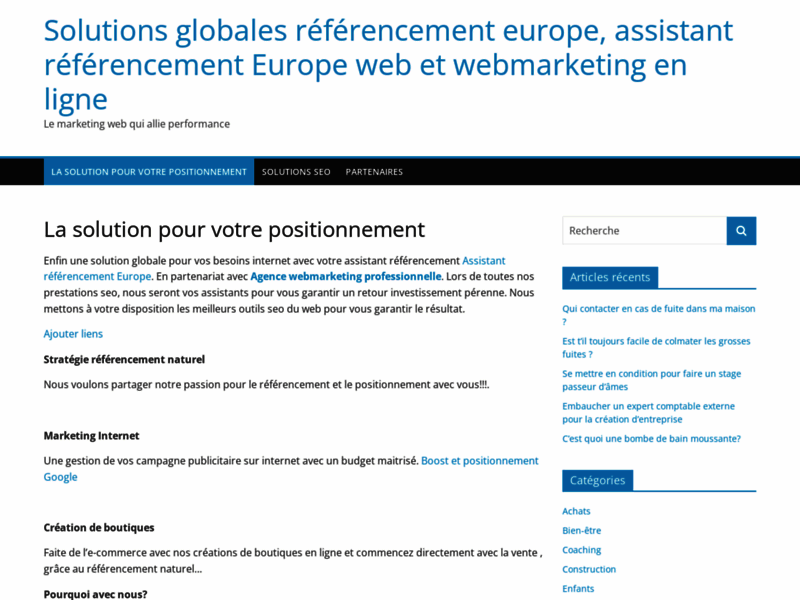 Solutions globales référencement europe, assistant référencement Europe web et webmarketing en ligne