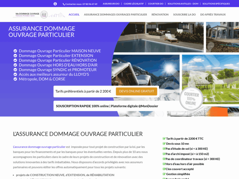 Assurance dommage ouvrage particulier
