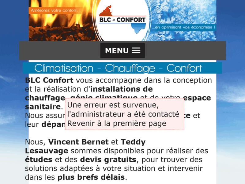 Screenshot du site : BLC Confort - chauffage et climatisation à Caen