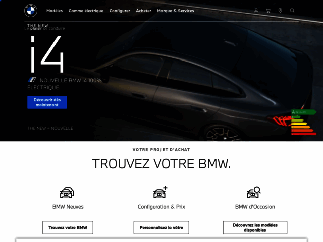 Capture d'écran du site BMW