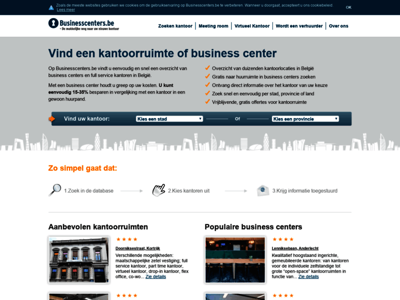Site screenshot : Businesscenters Belgium