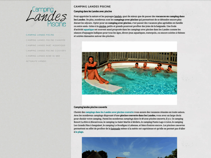Camping Landes piscine : piscine chauffée 