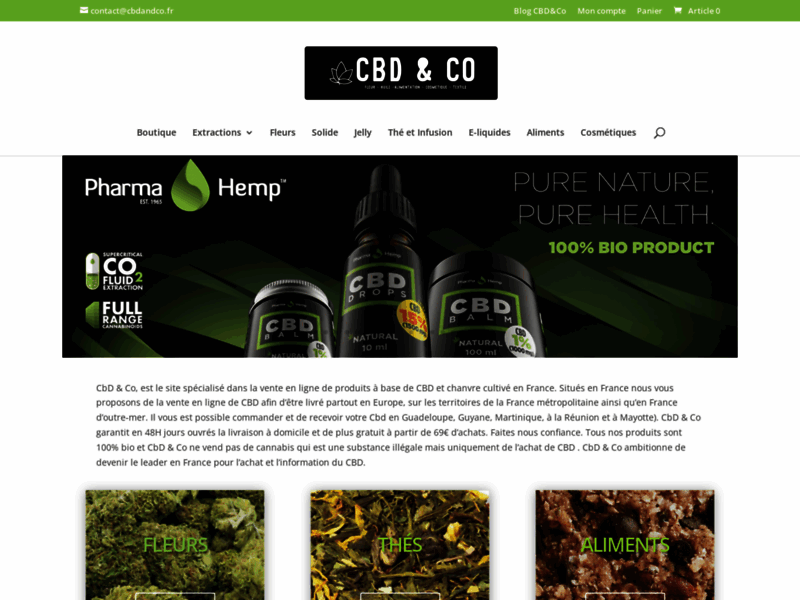 Screenshot du site : CBD&Co le cbd d qualité premium