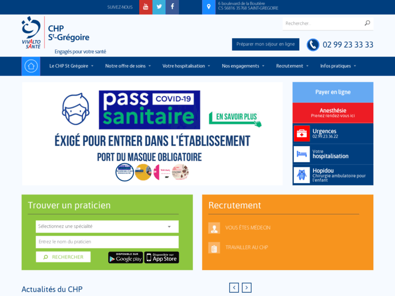 Screenshot du site : Orthopédie & chirurgie de la main à Rennes