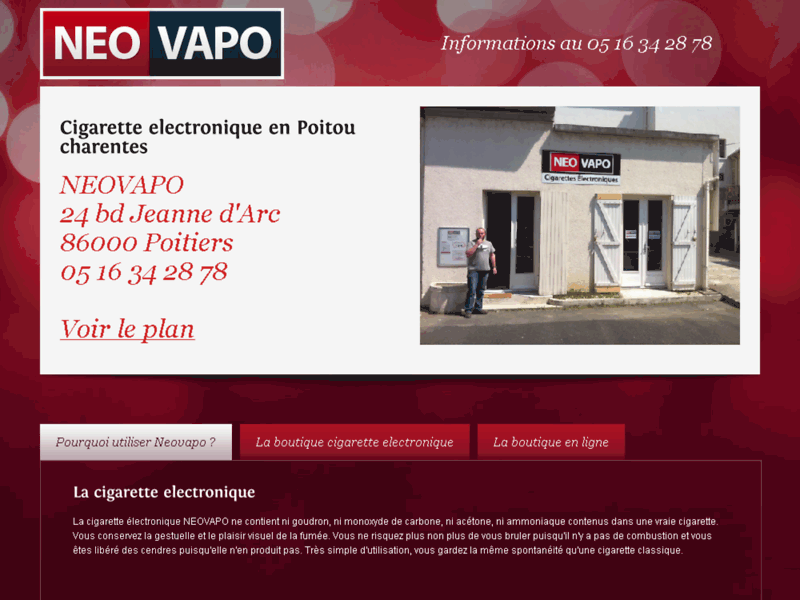 Screenshot du site : Neovapo urban e-liquide DIY fabriqués en France